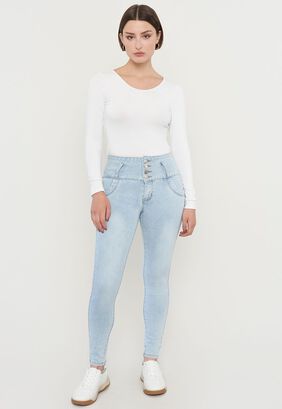 Jeans Mujer Skinny 4 Botones Azul Claro Corona,hi-res