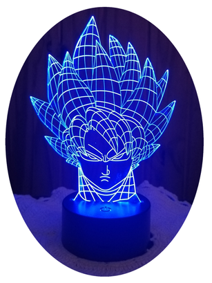 Lámpara ilusión 3D Cara De Goku 7 Colores Led,hi-res