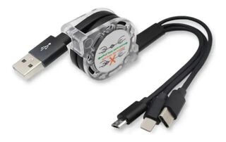 Cable de Carga Retráctil USB 3 en 1 - NEGRO,hi-res