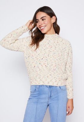 Sweater Mujer Crudo Chenille Motas Family Shop,hi-res