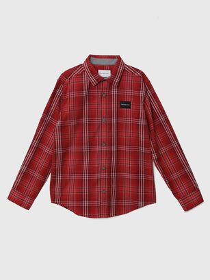 Camisa Niño Yarn-Dyed Plaid Rojo Calvin Klein,hi-res
