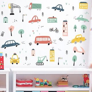 Medios de transporte vinilo stickers deco muro dormitorio infantil,hi-res