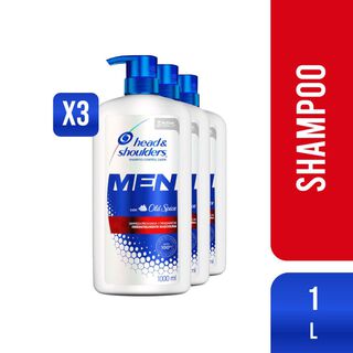 Pack 3 Shampoo Head & Shoulders Men con Old Spice 1L,hi-res