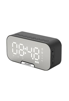 Radio Reloj Despertador Digital Parlante Bluetooth Y Espejo Negro,hi-res