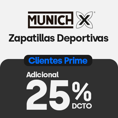 25% descuento adicional clientes Prime en Munich Zapatillas Deportivas