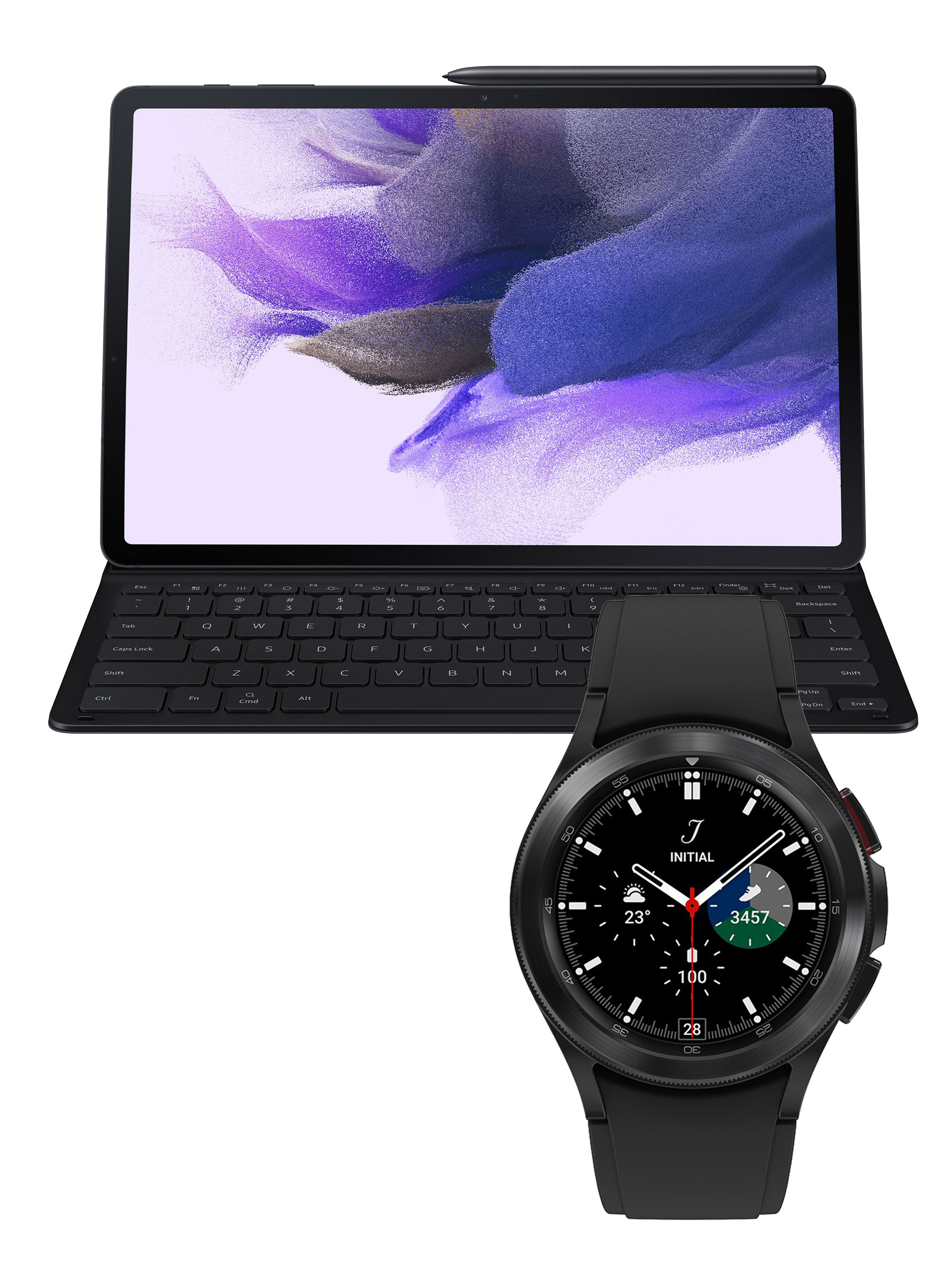 Tablet Galaxy Tab S7 FE 12.4" 64GB Mystic Black WIFI+4G + Smartwatch Galaxy Watch4 Classic 42mm Negro