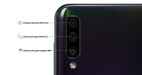  La cámara triple del Galaxy A50 cuenta con una cámara Ultra Wide con campo visual de 123°. 