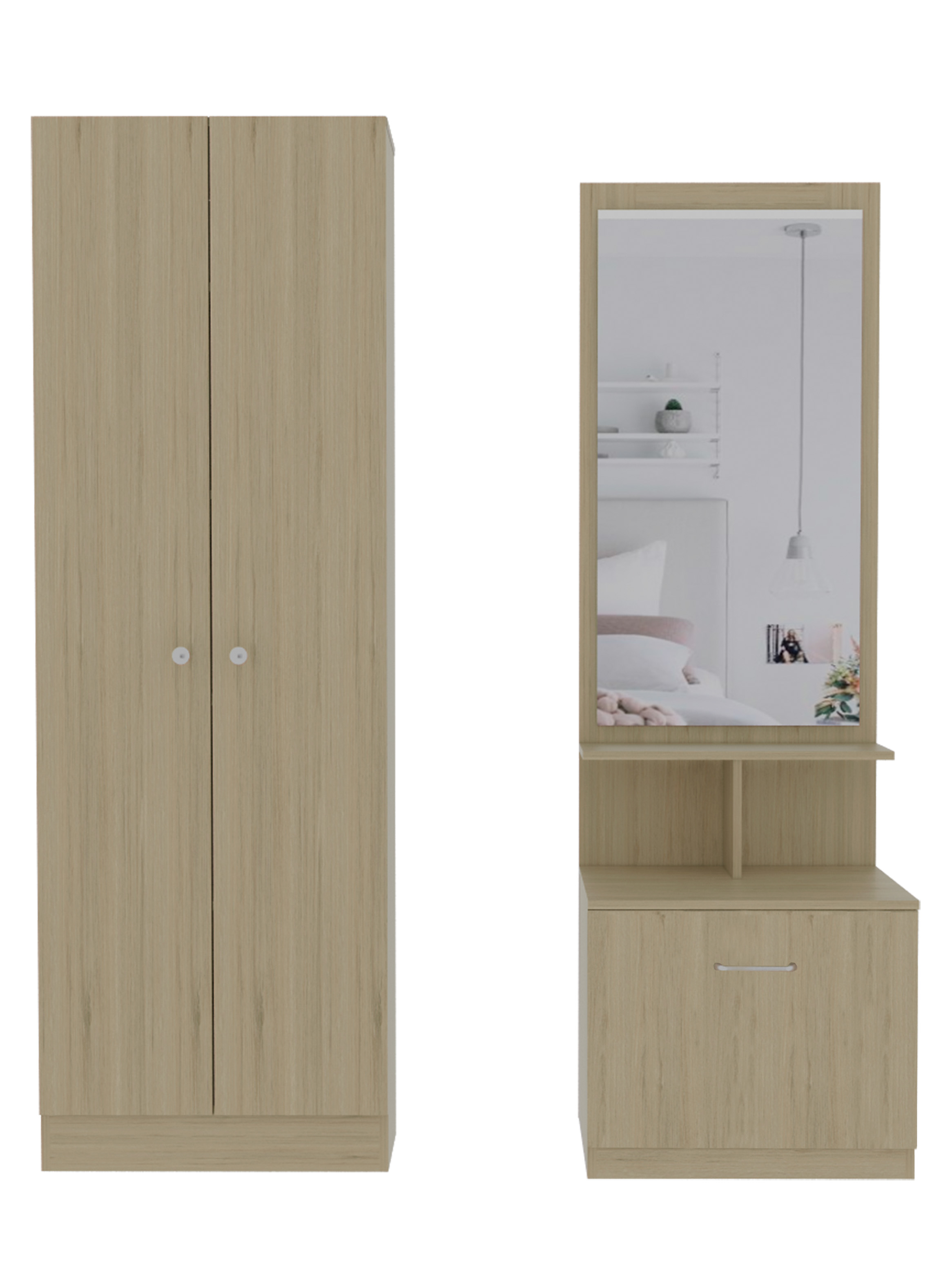 Combo Dormitorio Dreams 9: Clóset 2P + Velador Multifuncional Rovere Blanco
