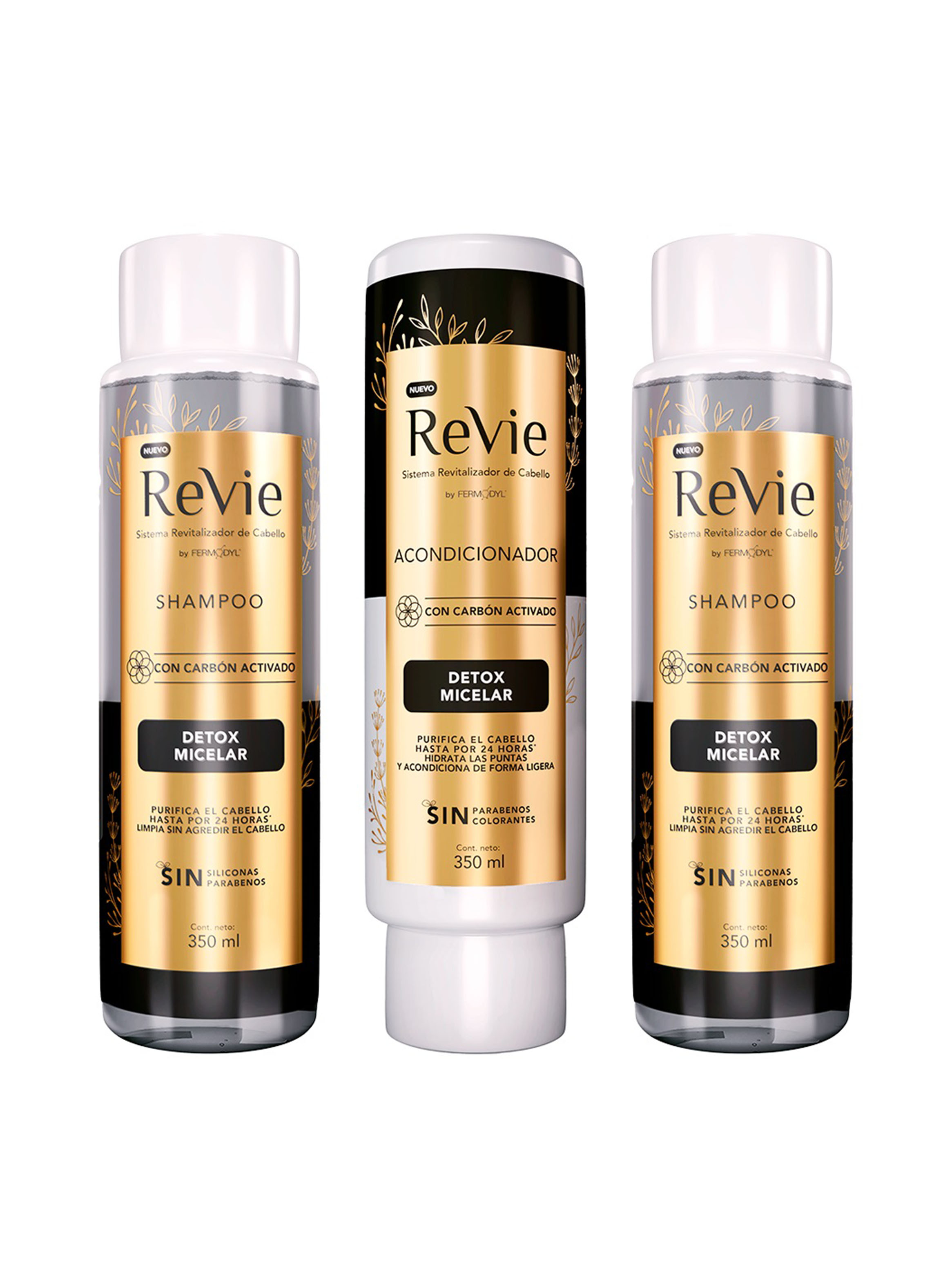 Set Revie 2 Shampoo + Acondicionador Detox Carbón