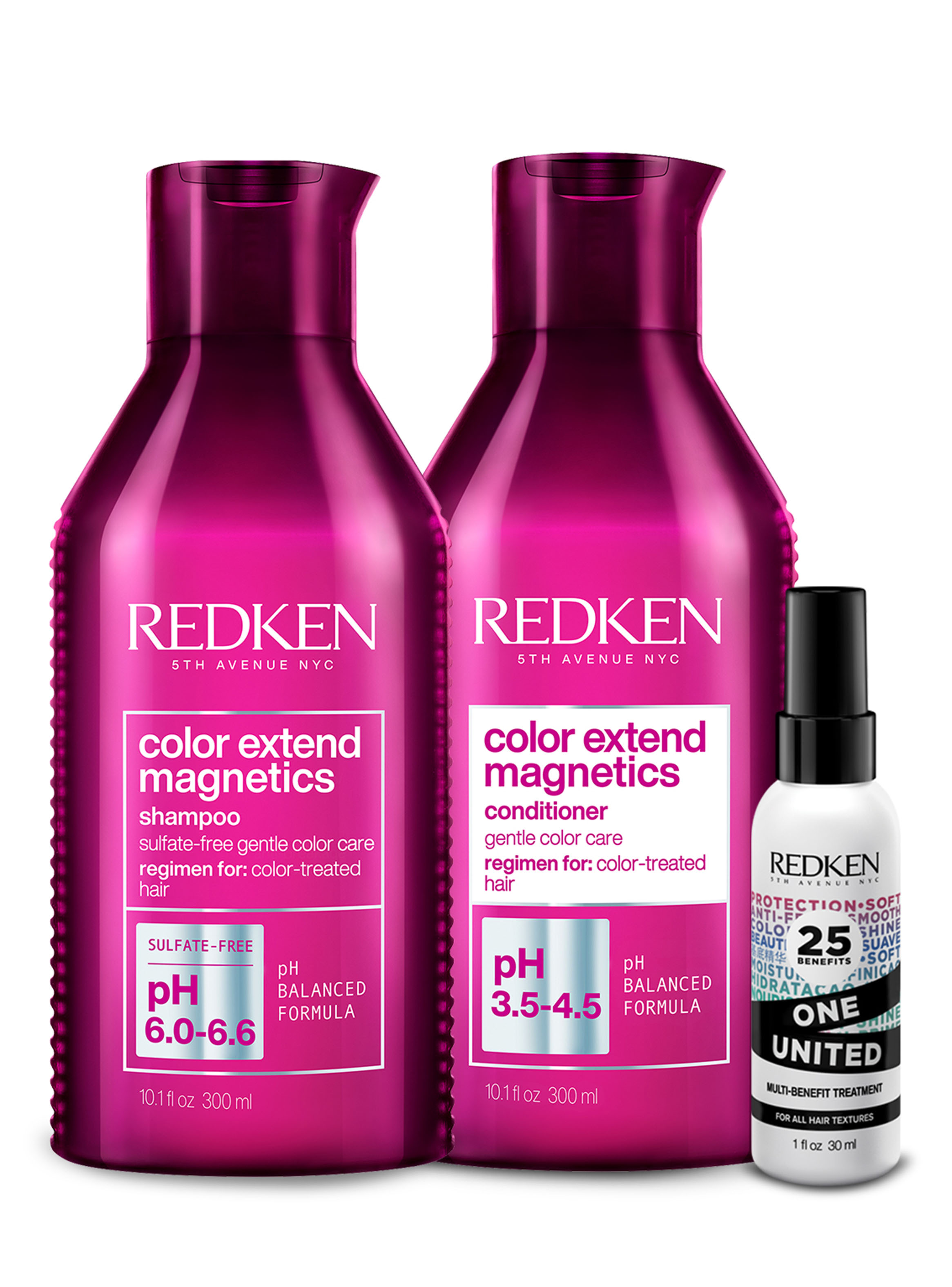 Set Redken Protección Color Extend Magnetics Shampoo 300 ml + Acondicionador 300 ml + One United 30 ml