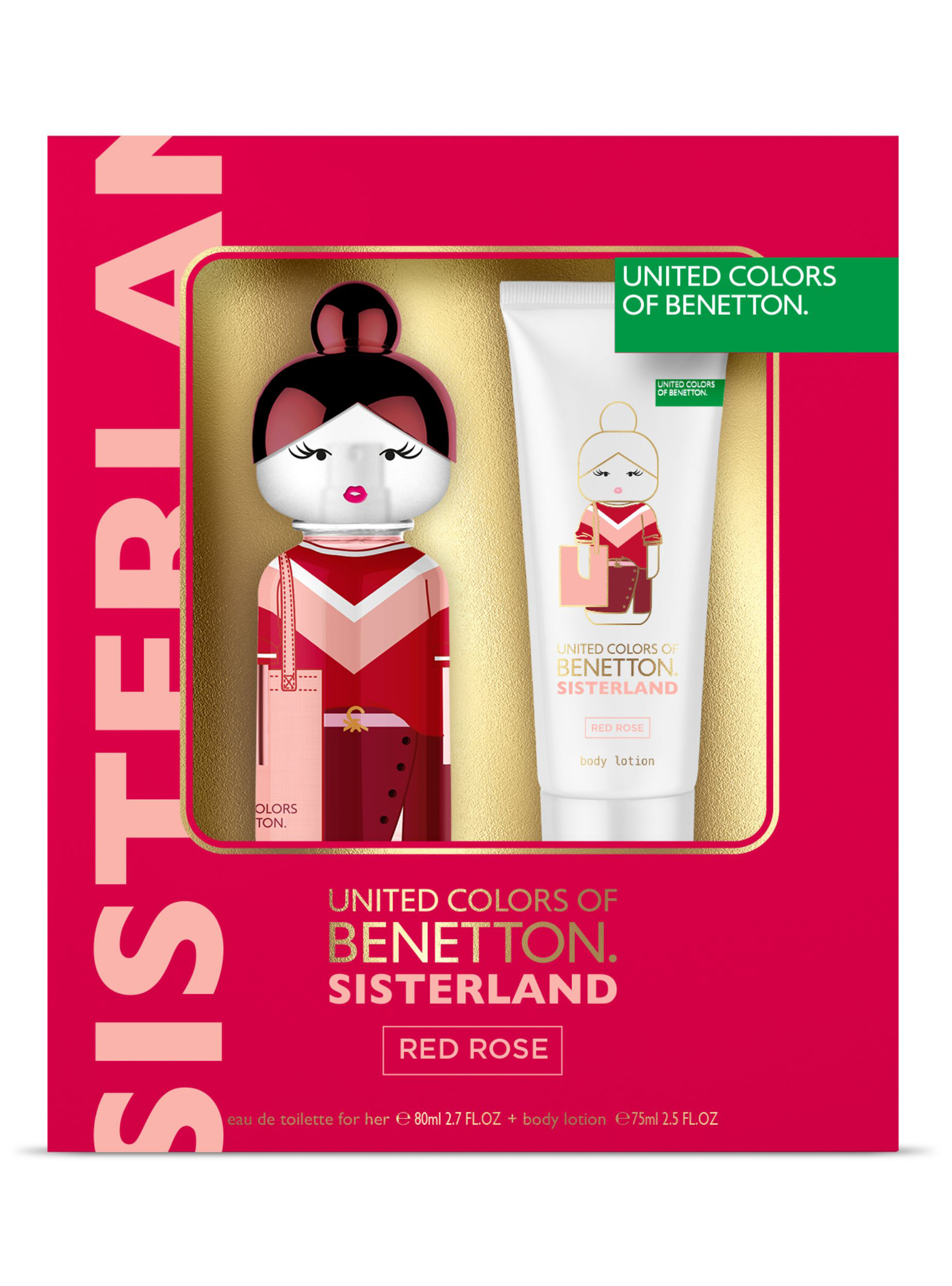 Set Perfume Benetton Sisterland Red Rose EDT 80 ml + Body Lotion 75 ml