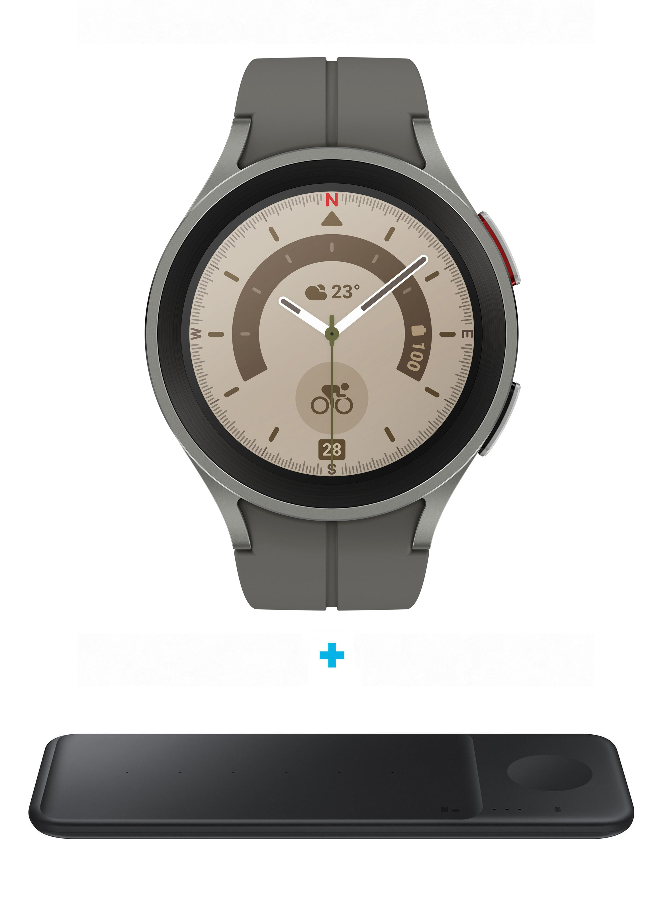 Smartwatch Galaxy Watch 5 Pro 45mm LTE Titanium  + Cargador Inalámbrico Trío