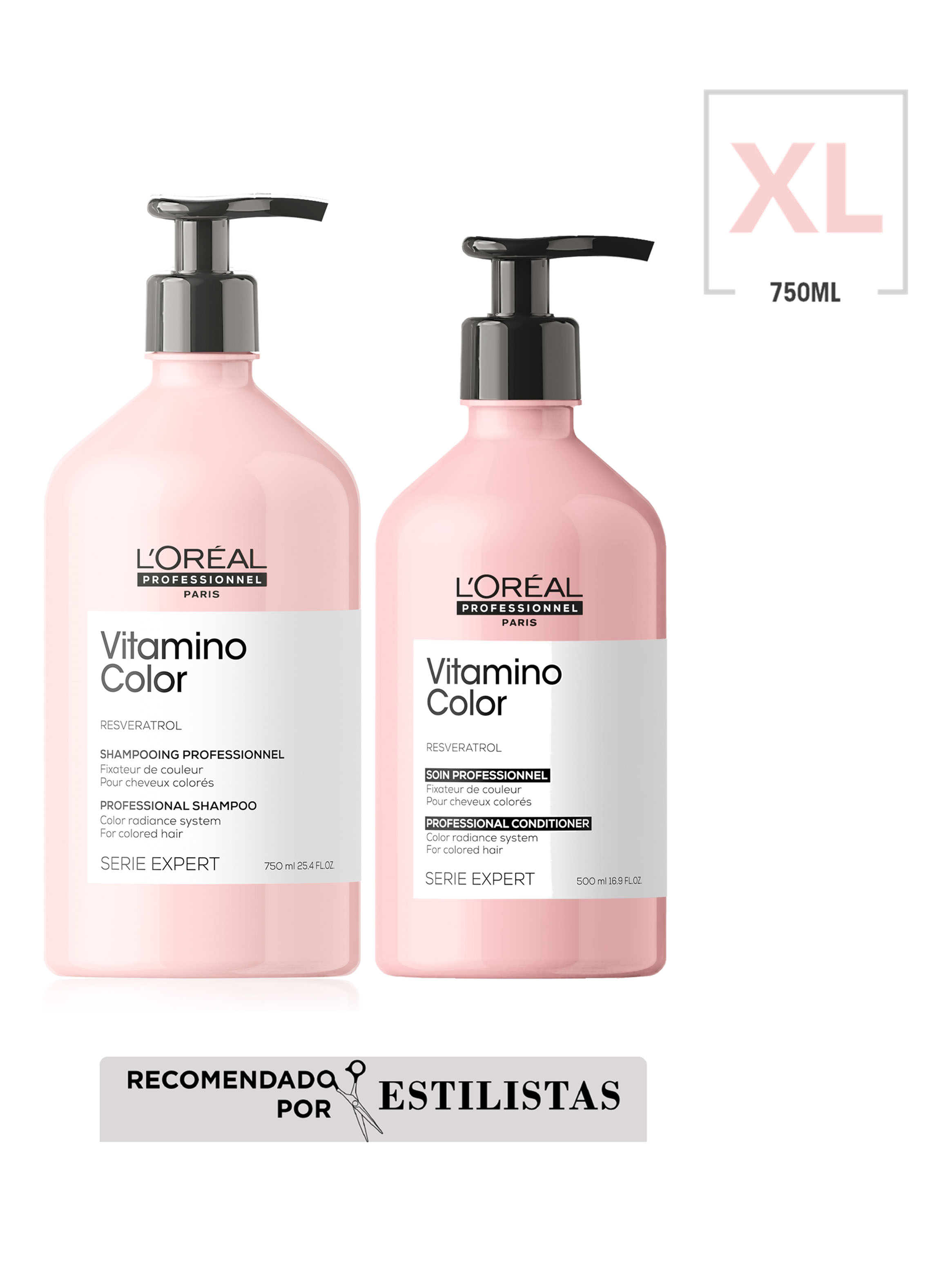 Dupla XL Cuidado del Color Cabello Teñido Vitamino Color Shampoo 750 ml + Acondicionador 500 ml