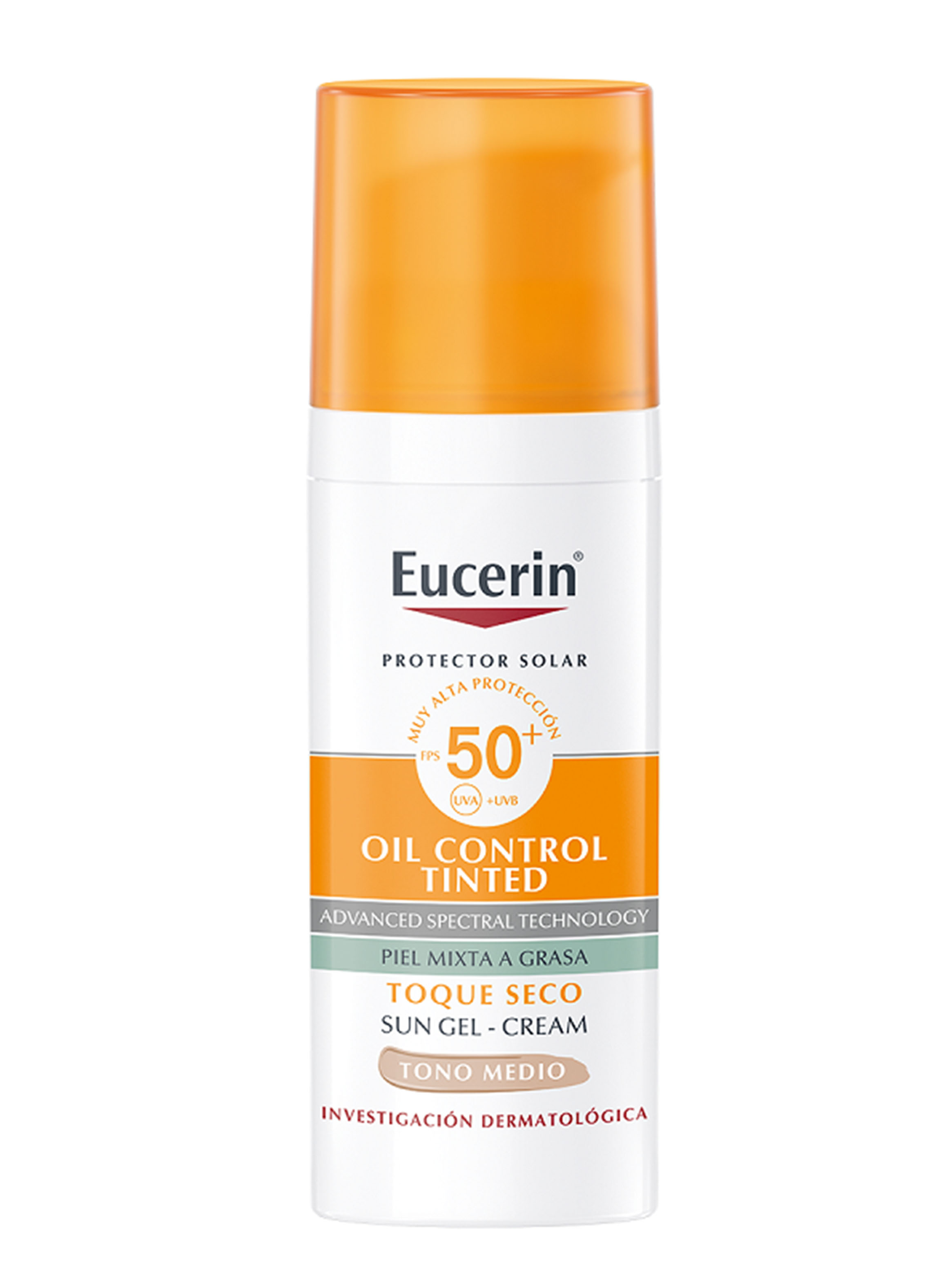 Protector Eucerin Solar Sun Oil Control Tinted Facial Tono Medio Fps50+ 50 ml