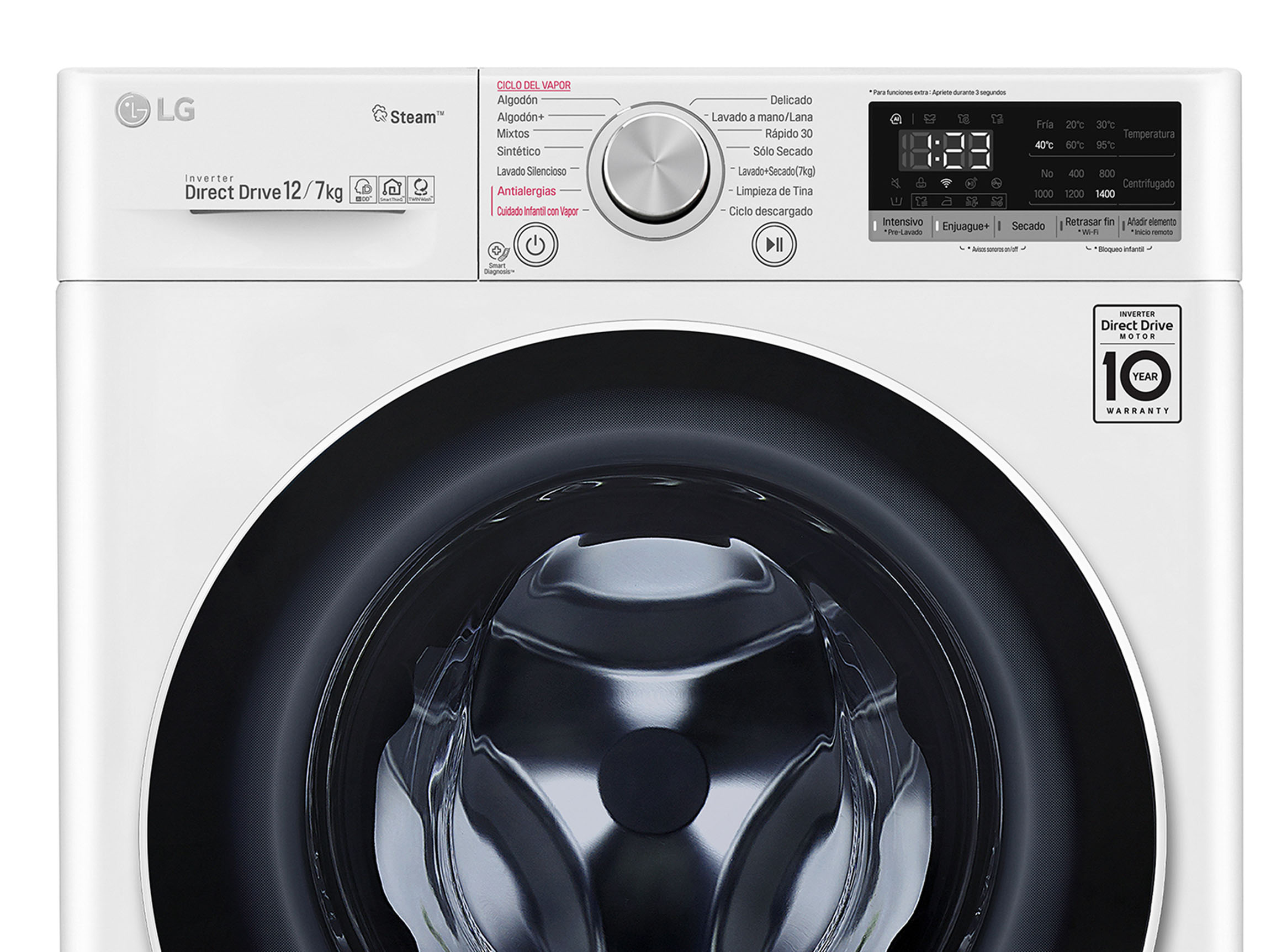 Máquina de lavar e secar roupa 12/7 Kg LG WD12WVC4S6 AI DD 