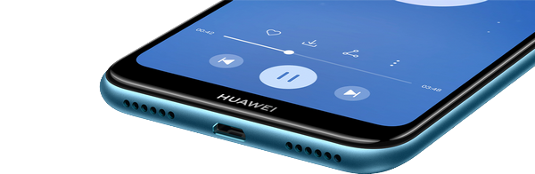  El HUAWEI Y6 2019 puede liberar 6db adicionales de sonido³ para efectos de bajos más fuertes. 