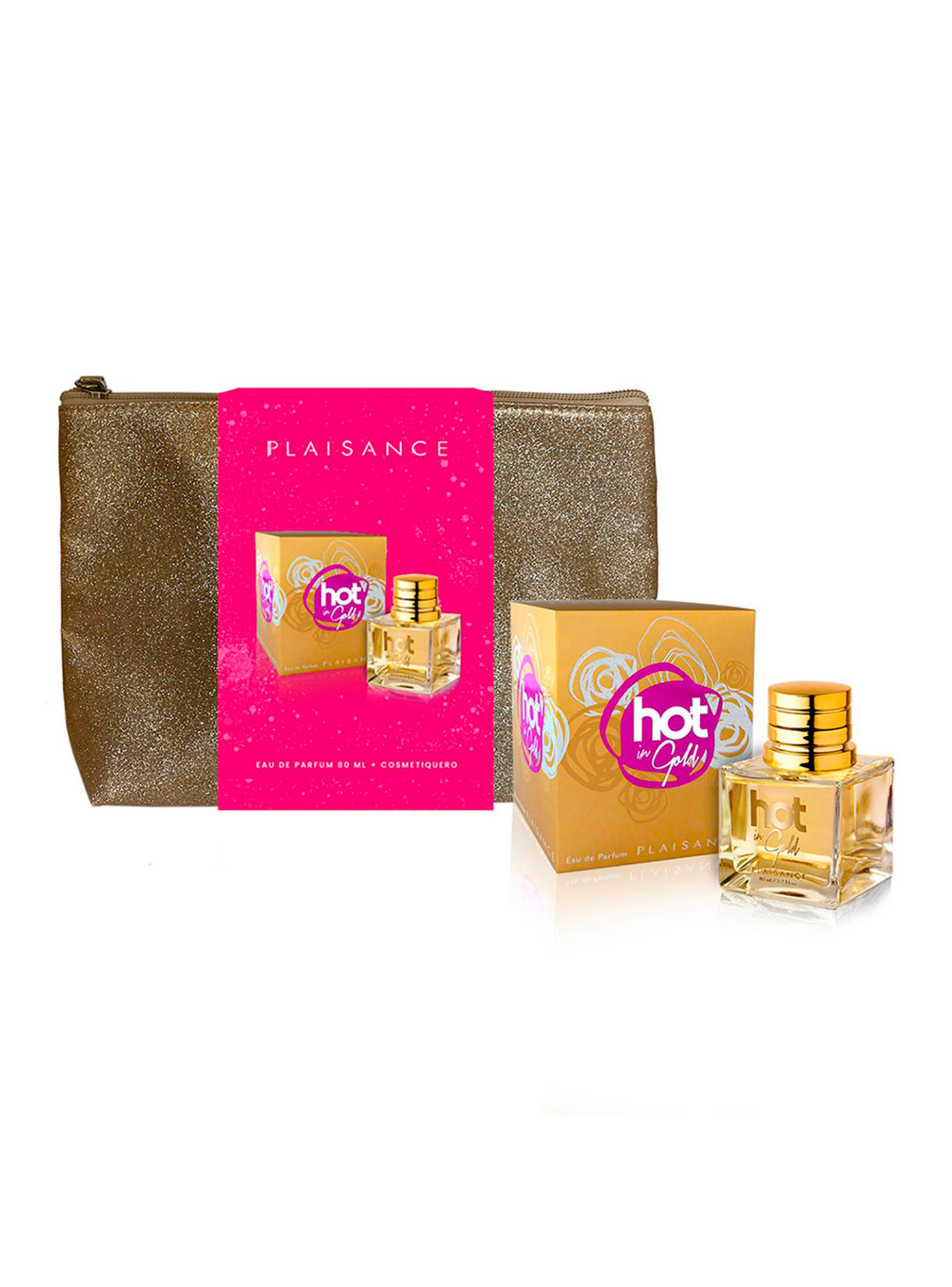 Set Perfume Hot In Gold EDP 80 ml + Cosmetiquero