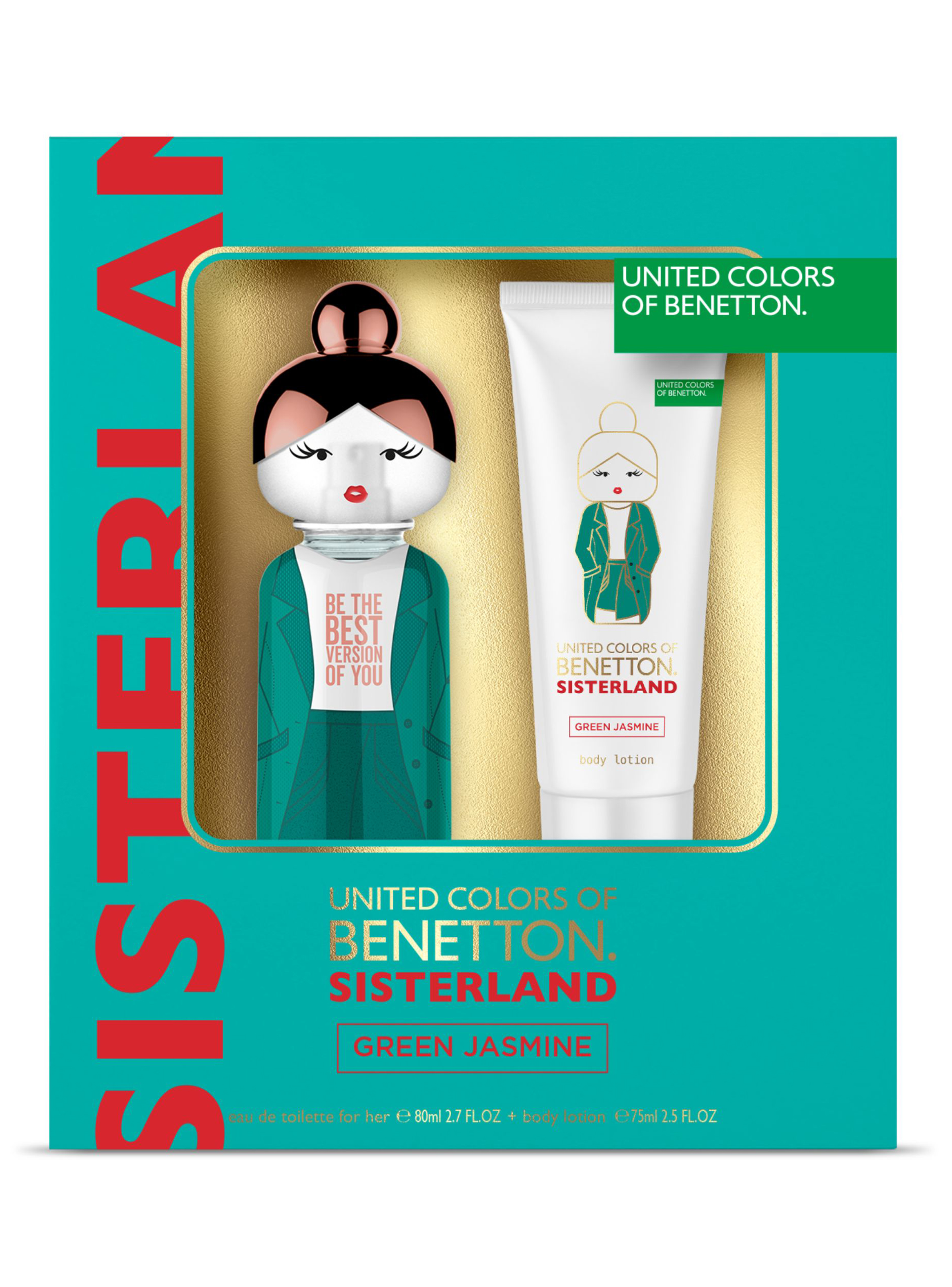 Set Perfume Benetton Sisterland Green EDT 80 ml + Body Lotion 75 ml