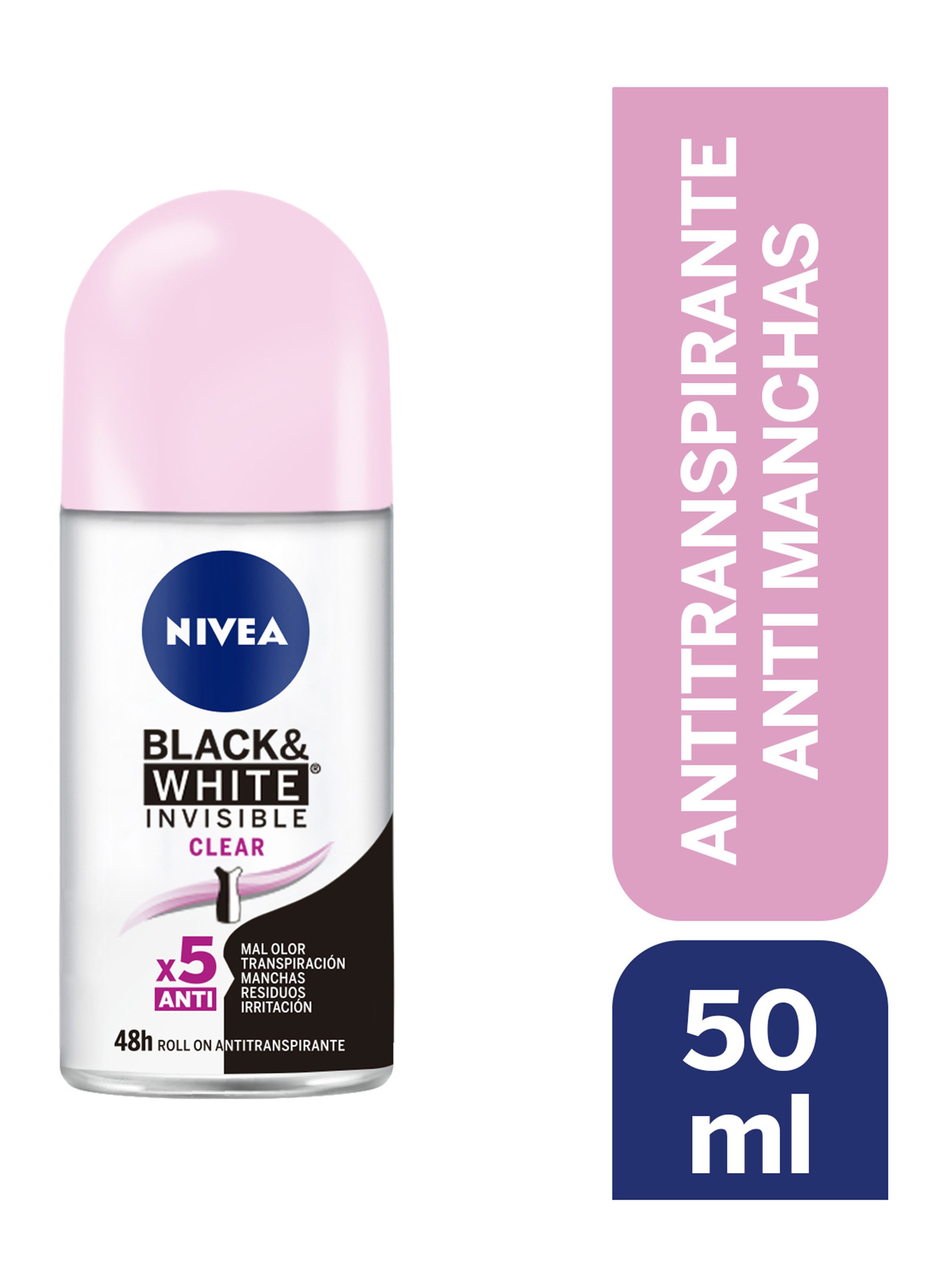 Desodorante Nivea Mujer Invisible Black&White Clear Roll On 50 ml