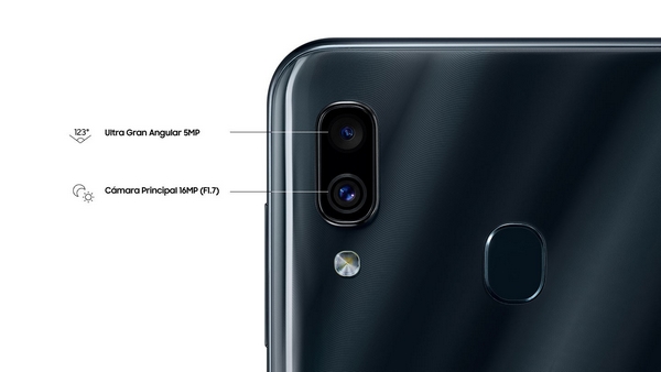  La cámara dual del Galaxy A30 cuenta con la cámara Ultra Wide de 16MP. 