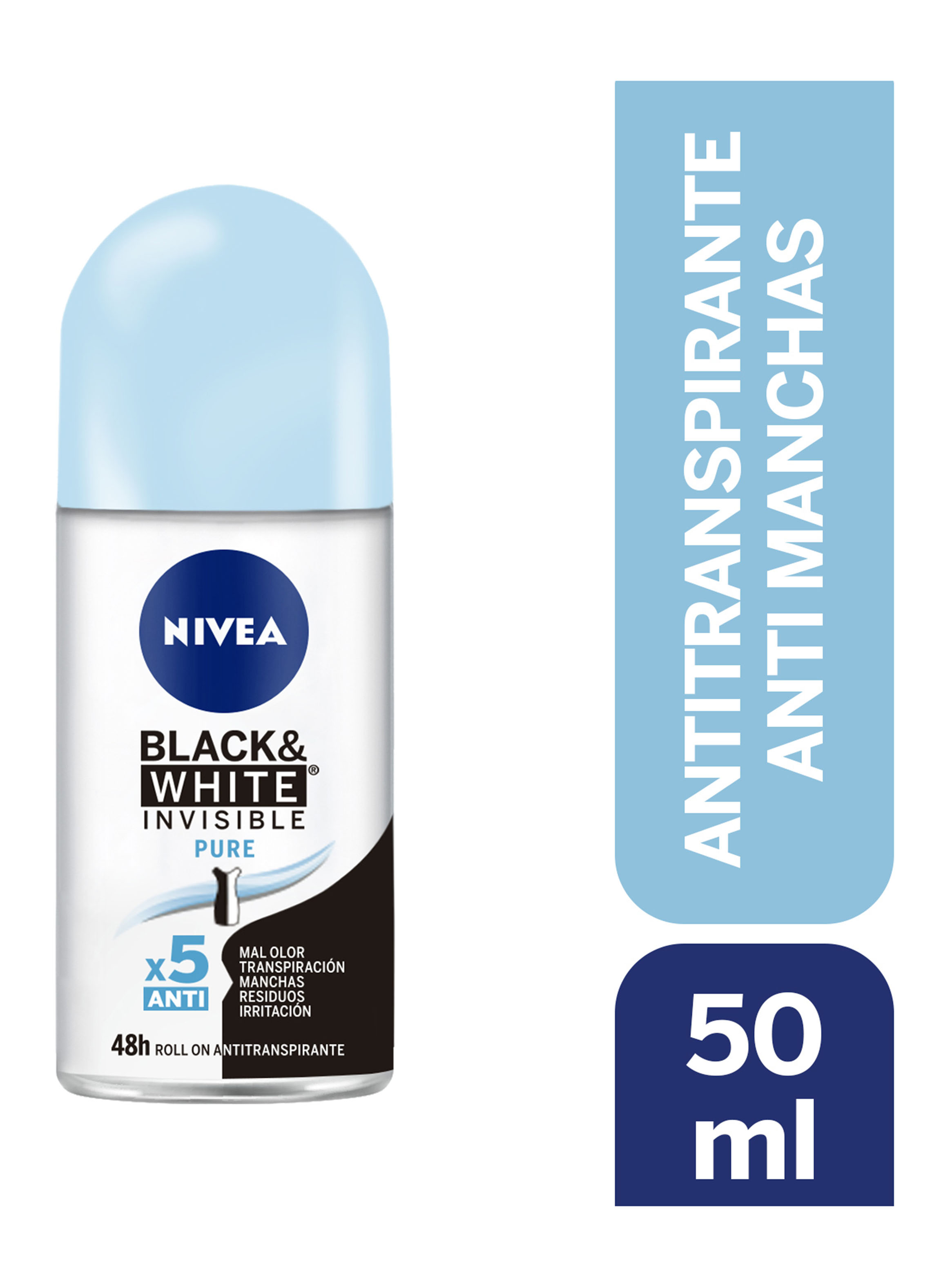 Desodorante Nivea Mujer Invisible Black&White Pure Roll On 50 ml