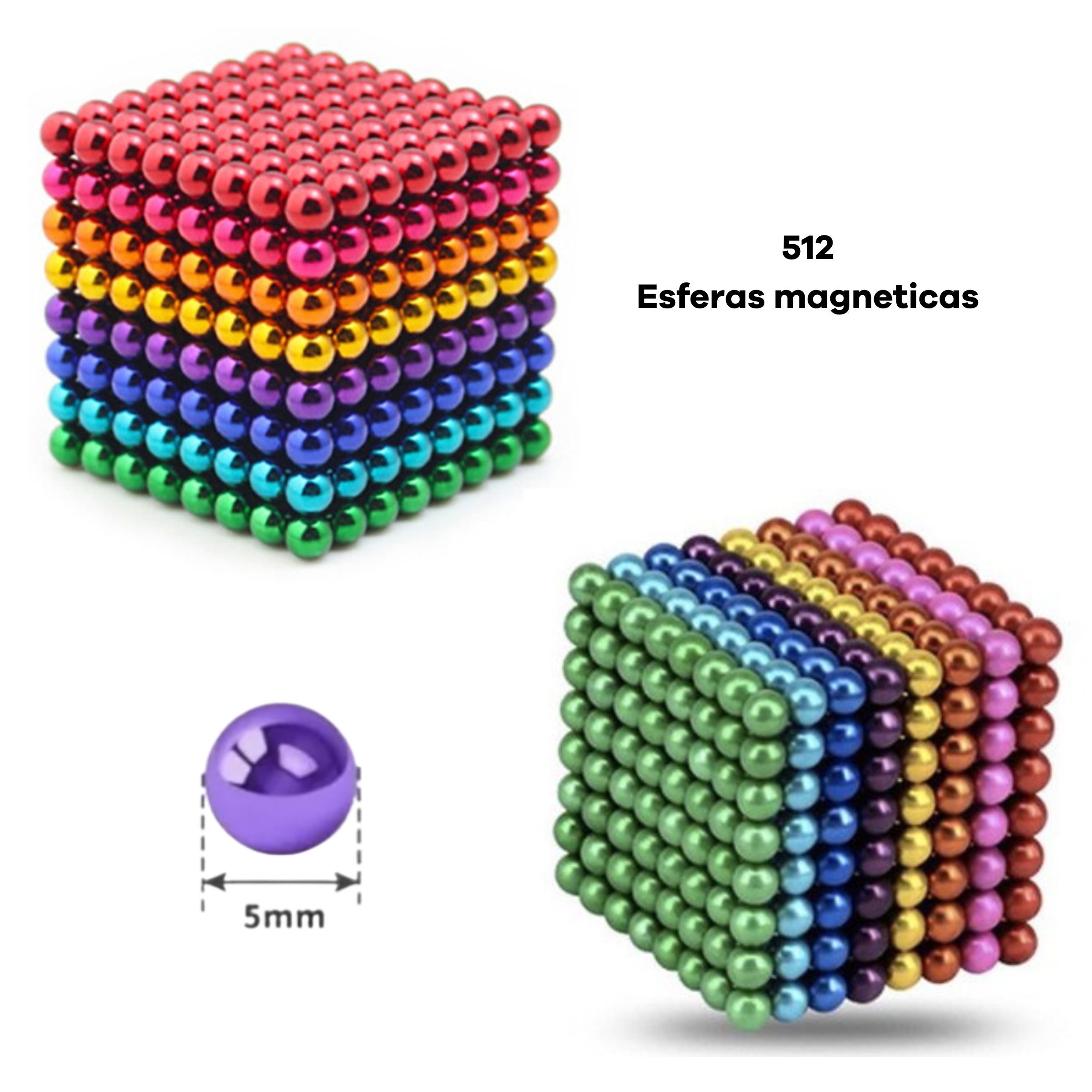 Set 512 bolitas magnéticas - 5 mm - 8 colores – Fun At Home Chile
