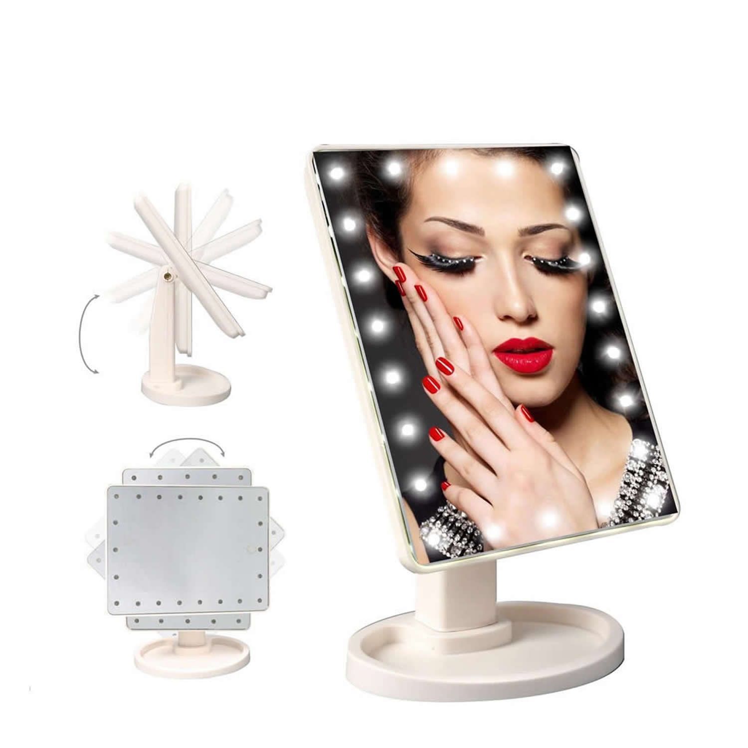 Espejo de maquillaje con Luz led FELIZ - Tienda de peinados