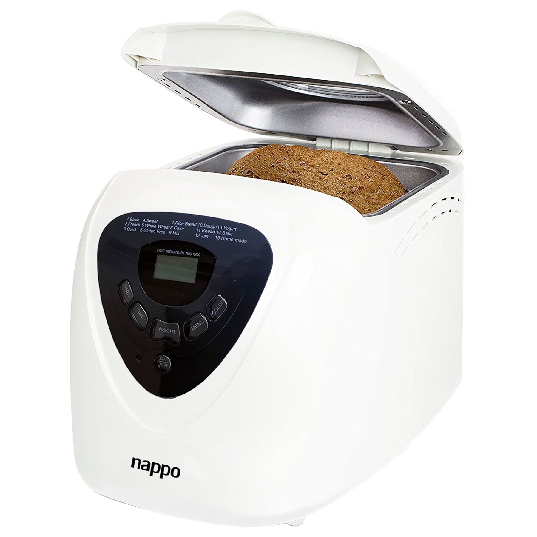 Maquina para hacer pan Nappo 1kg 700w LCD con 15 programas