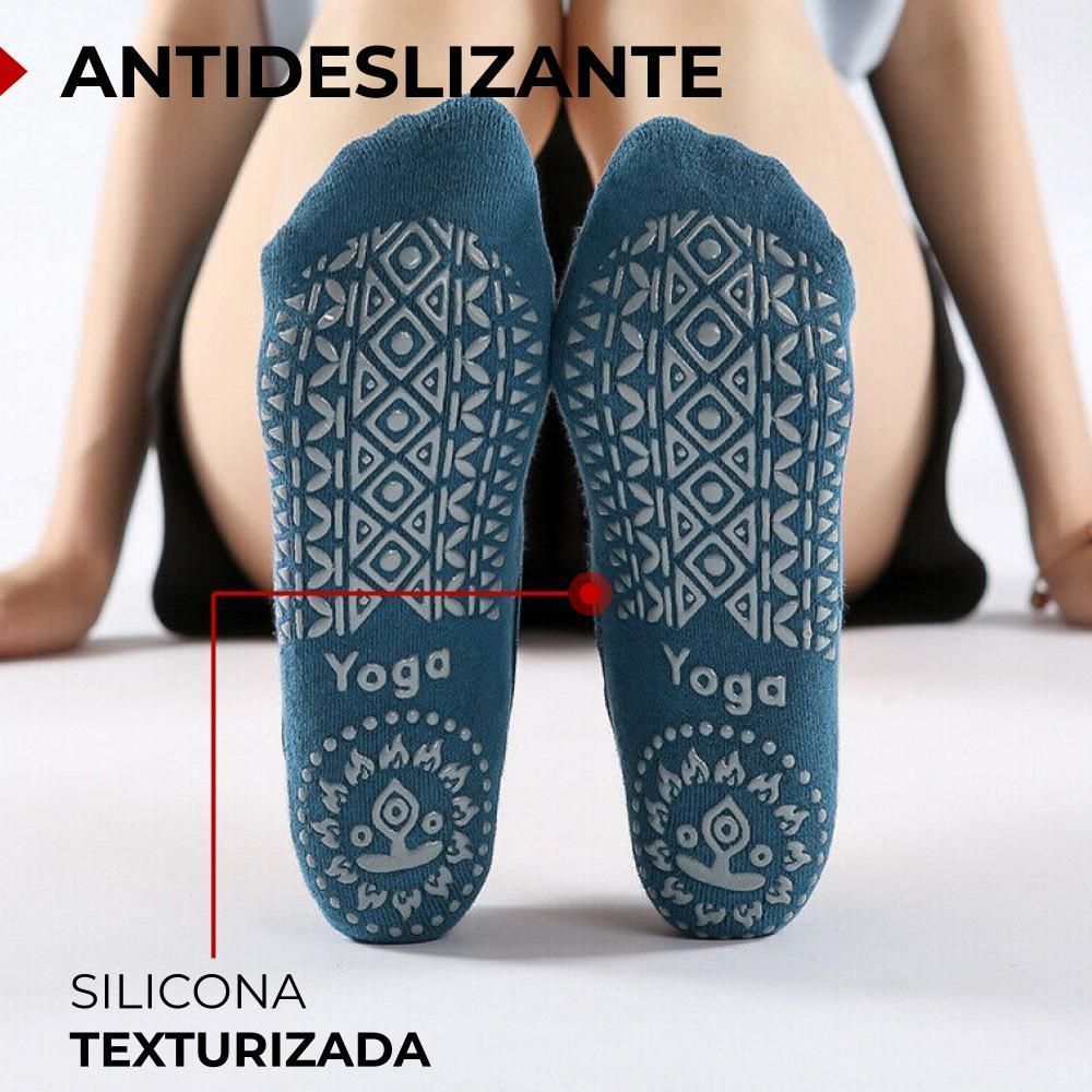 Calcetines Yoga Pilates Antideslizantes Mujer GOAMZ 3 Pcs (Negro + Gris +  Azul)