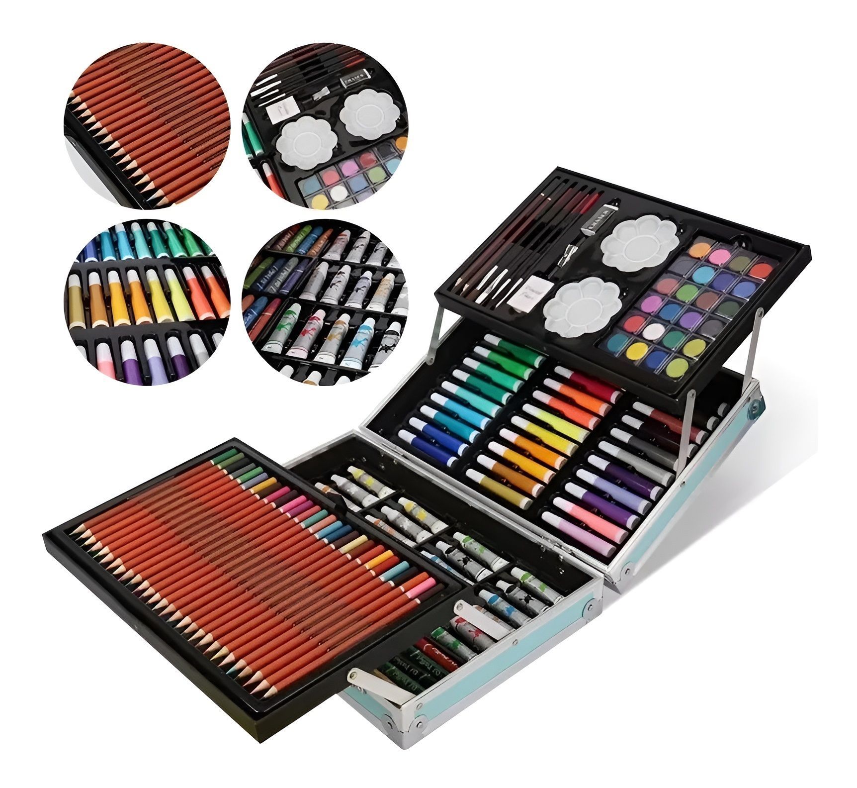 Maleta 145pieza Set Para Pintar Lapices Colores Set De Arte