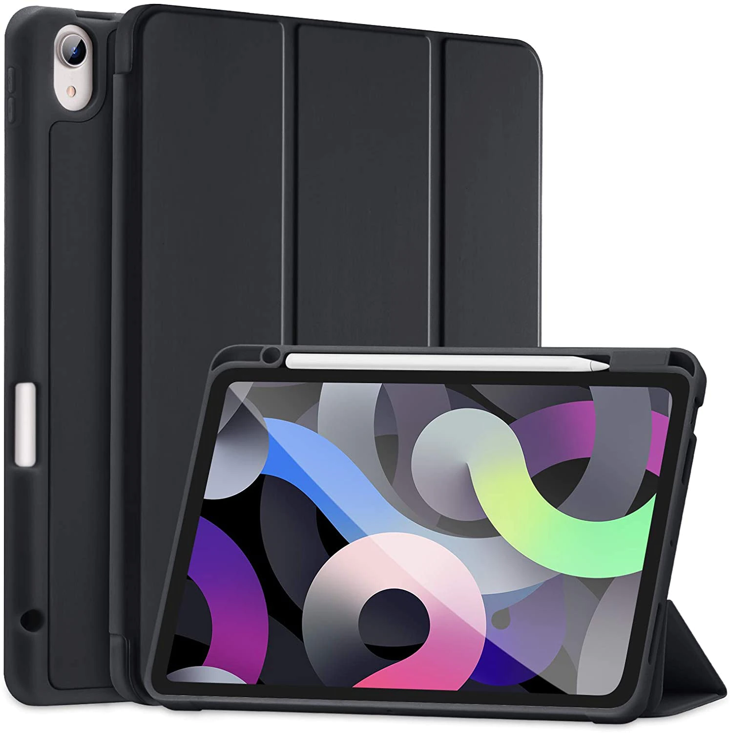 Carcasa Smart Cover Para iPad Air 4 5 10.9 Con Ranura Lapiz / Negro