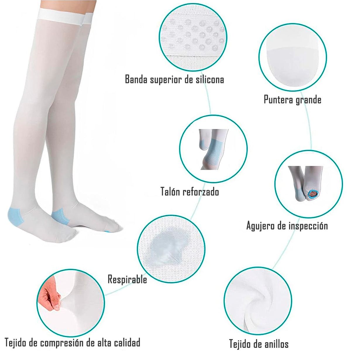  Calcetines de compresión para hombre, medias de compresión de  20-30mmHg con silicona antideslizante (L) : Ropa, Zapatos y Joyería