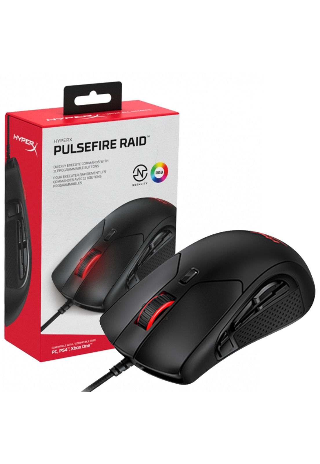 Mouse Gamer HyperX Pulsefire Raid Sensor Premium Pixart 3389 RGB, ultraliviano