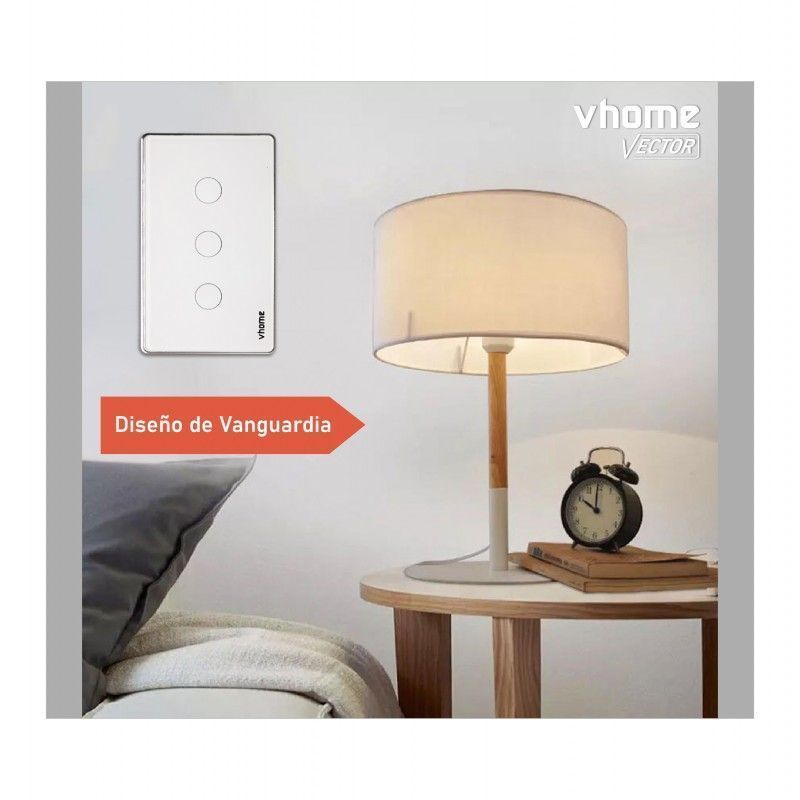Interruptor Wifi RF Vhome Live LN Touch 3 Canales Compatible Con Google  Home y Alexa