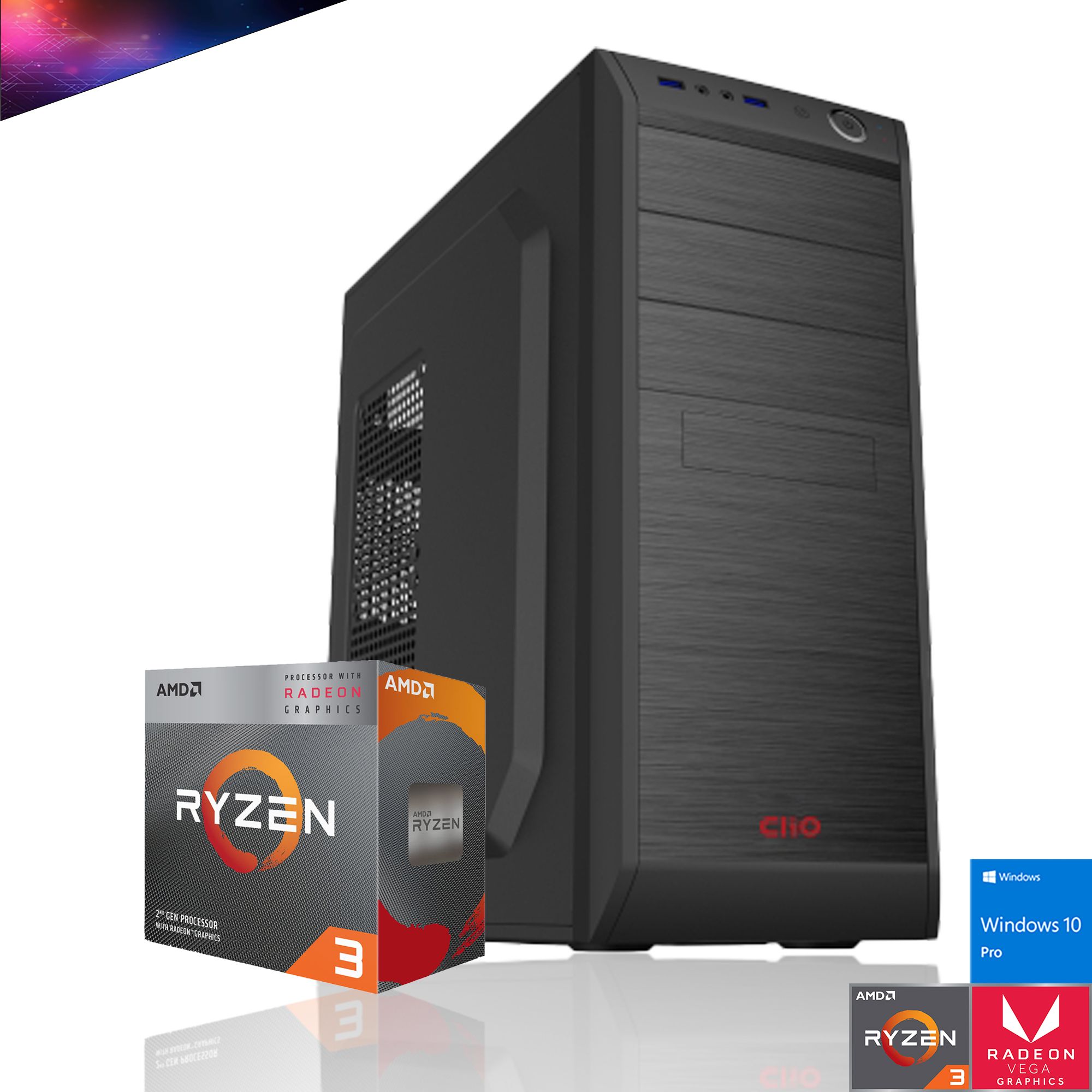 PC oficina: AMD RYZEN 3 3200g Vega 8 A520 8gb 240Gb WiFi