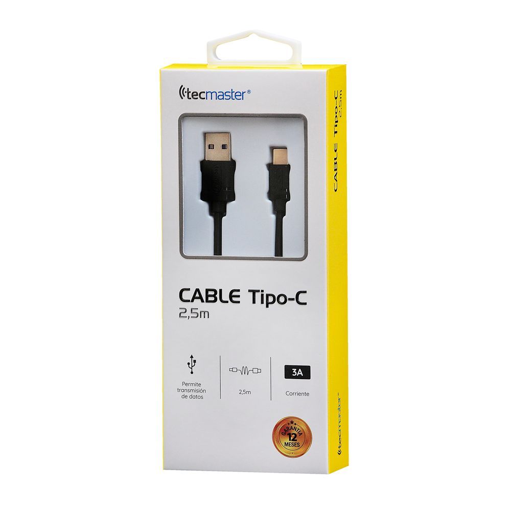 CABLE TECMASTER USB TIPO C 2.5 REFORZ