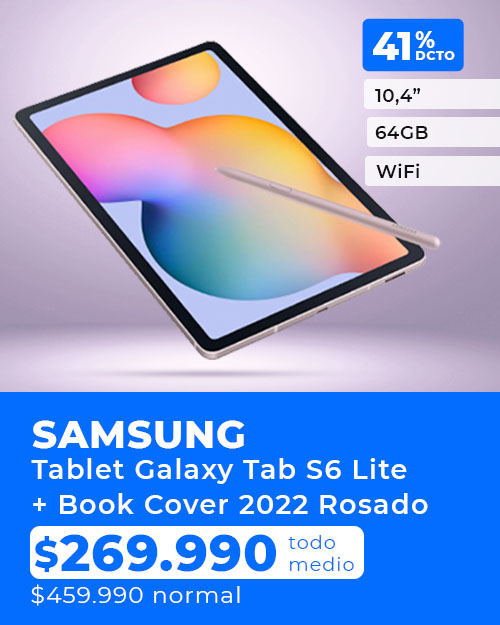Ver ofertas destacadas en Tablet Galaxy Tab S6 Lite + Book Cover 2022 Rosado 10.4 pulgadas 64GB WiFi solo en Paris