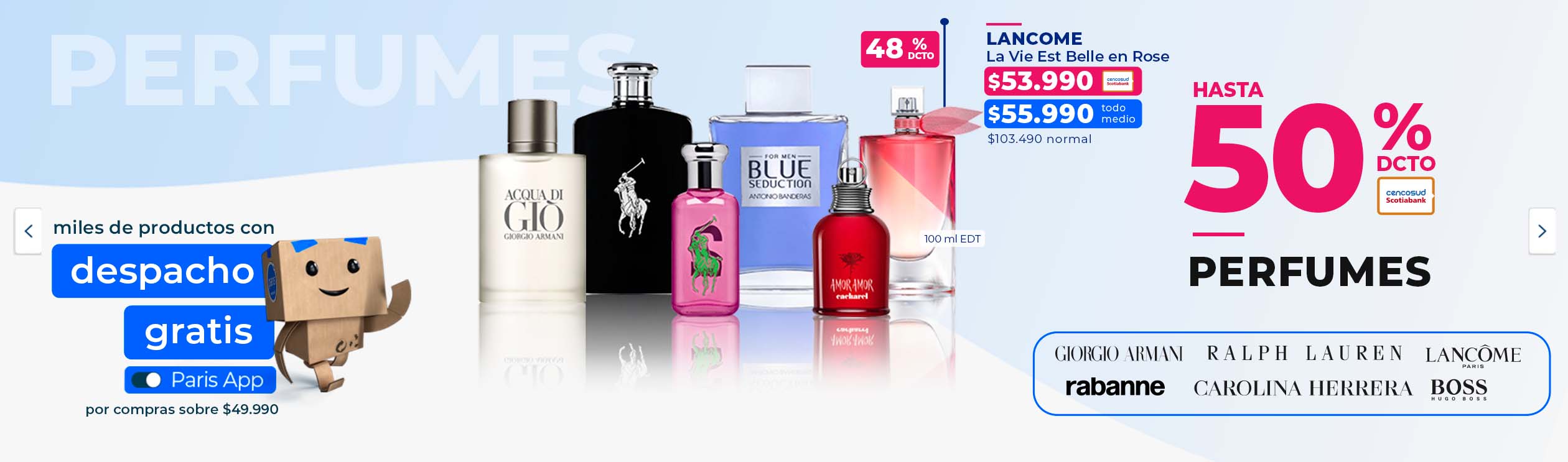 Hasta 50% con tarjeta Cencosud en Perfumes