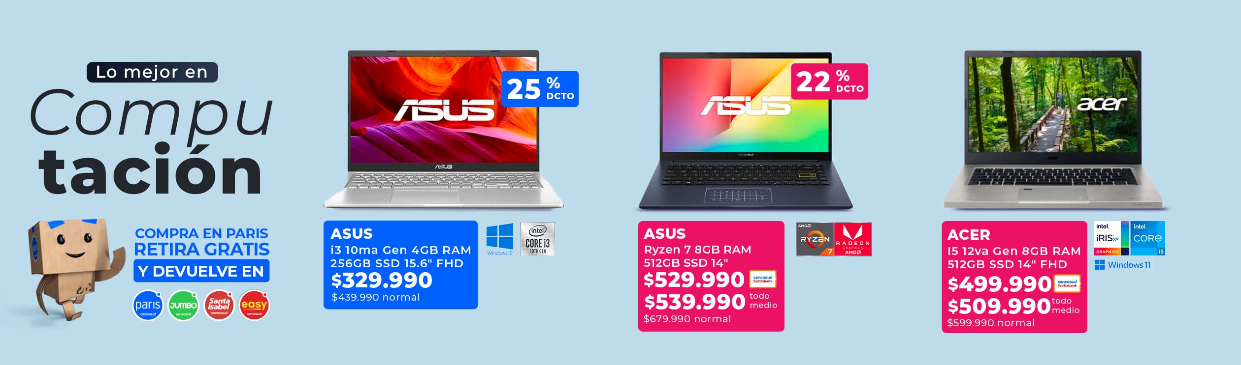 Ver mejores precios en noteboooks Asus y Acer