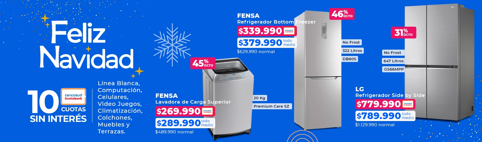 Ver ofertas en linea blanca refrigeradores y lavadoras en marcas LG y Electrolux